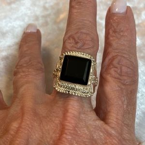 ☘️NWOT India Black Onyx Genuine Gemstone 925 Sterling Silver Ring